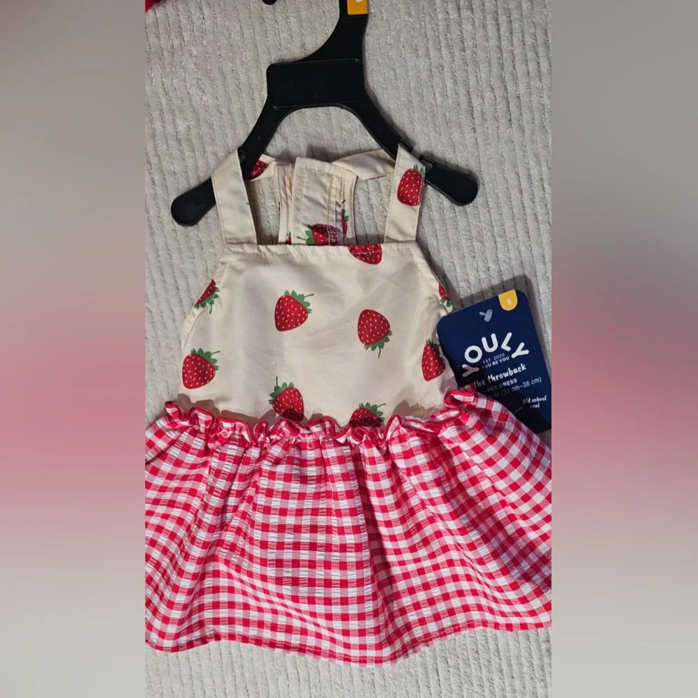 Youly the throwback Strawberry Gingham Dress (M) w/ Matching Gingham Hat (S/M)